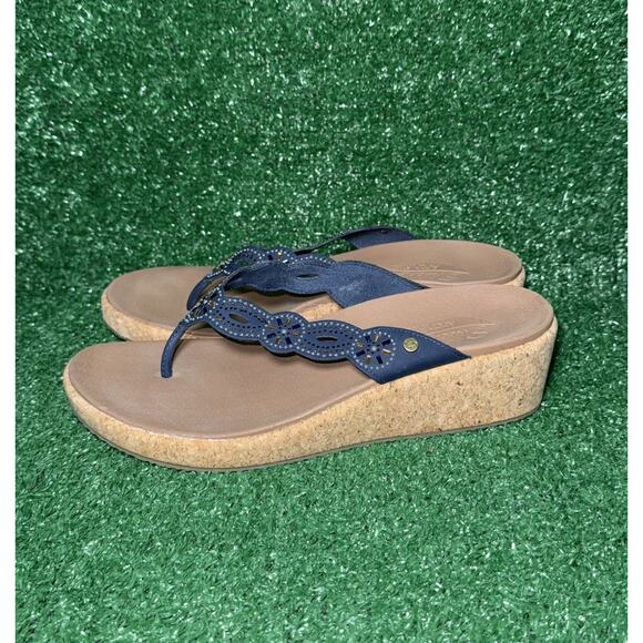 Sketchers Womens Arch Fit Sandals Size 11 Wedge Gems Cork Blue Rhinestones (NWT) - Picture 4 of 8